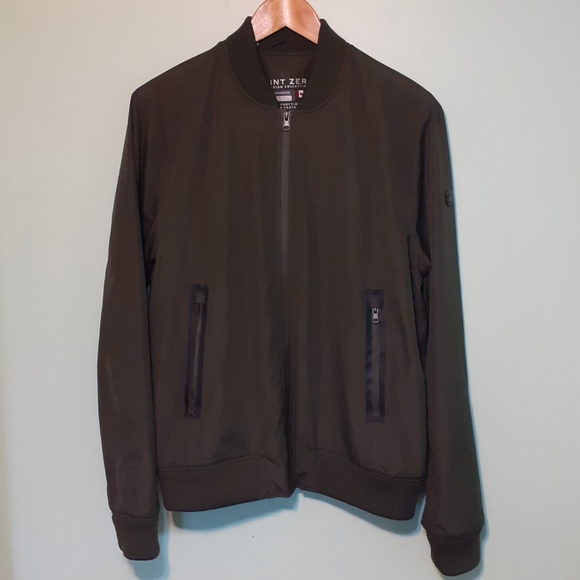 POINT ZERO Army Green Men Utility Bomber Full Zip Aviator Jacket with pockets - Picture 1 of 5